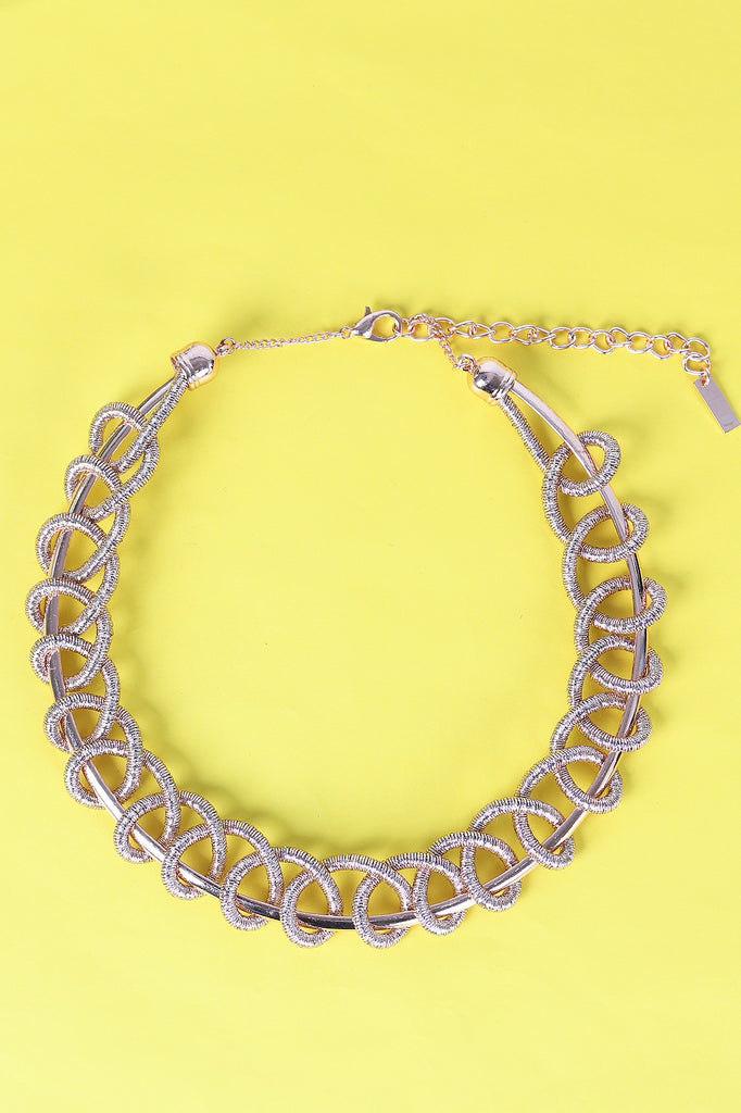 Intertwined Metallic Wire Collar Necklace