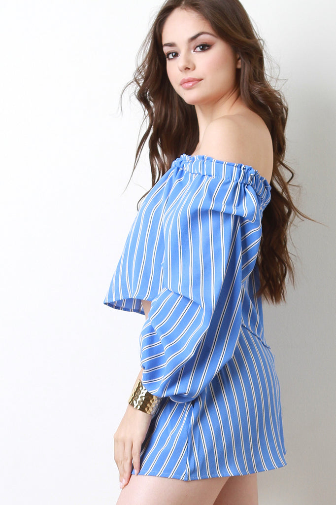 Striped Balloon Sleeves Two Piece Matching Set
