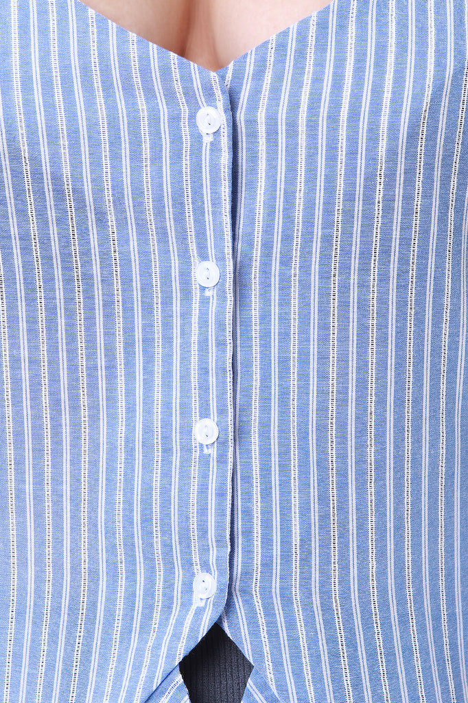 Stripe High Low Ruffle Hem Cami Top