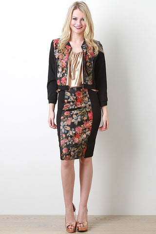 Floral Leatherette Jacket