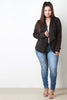 Zipper Trim Draped Open Front Blazer