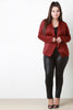 Zipper Trim Draped Open Front Blazer