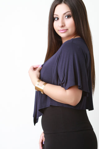 Jersey Knit Flutter Sleeves Cascade Front Bolero