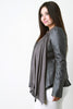 Draped Suede Collarless Leather Jacket
