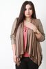 Draped Suede Collarless Leather Jacket