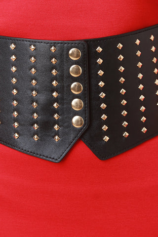 Studded Elastic Cummerbund Wide Belt