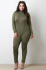 Jersey Knit Mock Neck Long Sleeves Jumpsuit