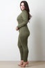 Jersey Knit Mock Neck Long Sleeves Jumpsuit