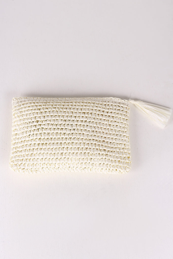 Crochet Paper Straw Tassel Clutch