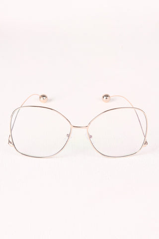 Oversized Clear Lens Ball Accent Butterfly Glasses