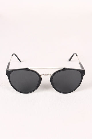 Retro Double Bridge Round Lens Sunglasses