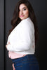 Lace Back Zipper Trim Crop Blazer Jacket