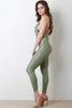 Metallic Shimmer Scooped Neck Spaghetti Strap Jumpsuit