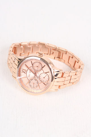 Rhinestone Accent Chronograph Watch