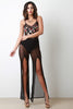 High Slit Flare Cut Mesh Pants