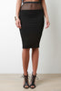 High Waisted Fishnet Mesh Midi Skirt