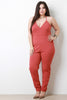 Sleeveless V-Neck Floral Lace Back Jumpsuit