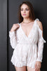 Ruffle Embroidered Open Shoulder Romper