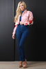 Distressed Floral Embroidery Crop Denim Jacket