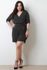Stripe Surplice Elbow Sleeves Romper