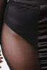 High Waist Satin Contrast Sheer Mesh Skirt