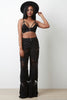 Embroidered Scalloped Hem Palazzo Pants