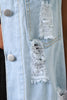 Distressed Fringe Sleeveless Longline Denim Vest