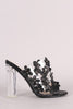 Floral Applique Clear Mule Heel