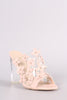 Floral Applique Clear Mule Heel