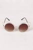 Open Wire Rhinestone Frame Round Cat Eyed Sunglasses