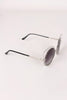 Open Wire Rhinestone Frame Round Cat Eyed Sunglasses