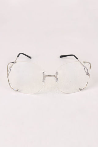 Oversized Clear Lenses Rimless Butterfly Glasses