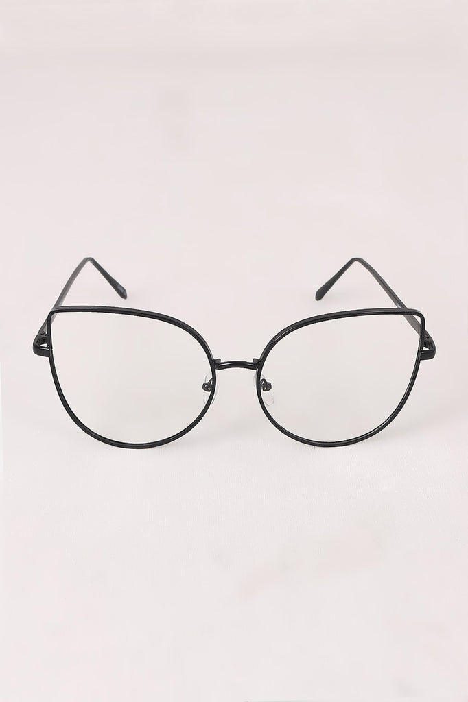 Simple Oversized Clear Lenses Cat Eyed Glasses