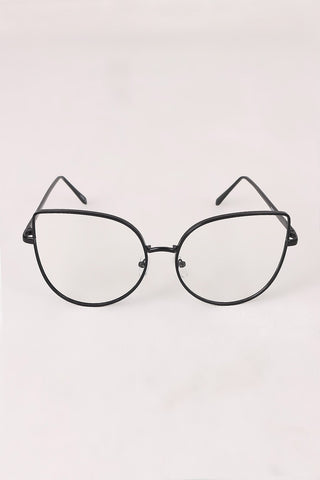 Simple Oversized Clear Lenses Cat Eyed Glasses
