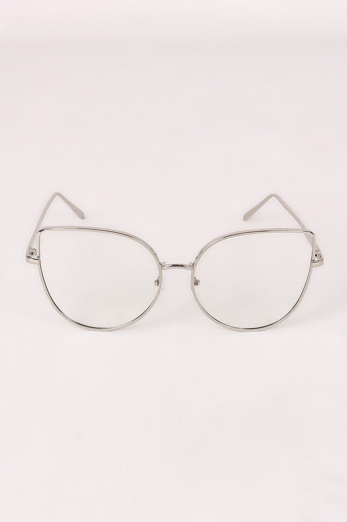 Simple Oversized Clear Lenses Cat Eyed Glasses