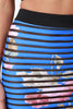 Semi-Sheer Striped Contrast Floral High Waisted Skirt