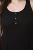Sleeveless Ribbed Knit Button Decor Shift Dress