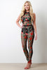 Floral Embroidered Halter Neck Jumpsuit