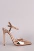 Liliana Mirror Metallic Pointy Toe Ankle Strap Stiletto Pump