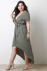 Surplice V-Neck Self-Tie High Low Maxi Dress