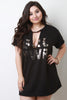 Girl Power Round Neck V-Cut Out Mini Dress
