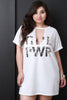Girl Power Round Neck V-Cut Out Mini Dress