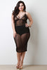 Strappy Semi-Sheer Mesh Grid Sleeveless Midi Dress