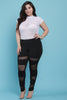 Stretchy Mid Rise Semi-Sheer Mesh Inset Pants