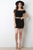 Ribbed Knit Raw Edge Mini Skirt