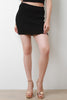 Ribbed Knit Raw Edge Mini Skirt