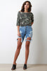Mid Rise Destroyed Bermuda Shorts