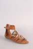 Suede Metallic Accent Cutout Wedge Sandal