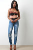 Distressed Fringe Hem Skinny Denim Jeans