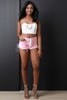 Frayed Lace-Up Mid Rise Denim Shorts